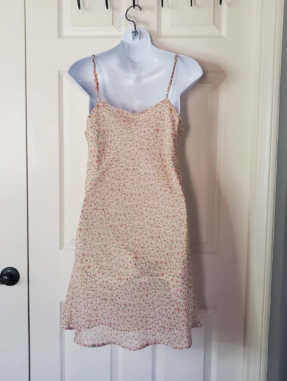 Pink Floral Slip Mini Dress Y2K Preppy Festival Sleeveless Fairy Size Large